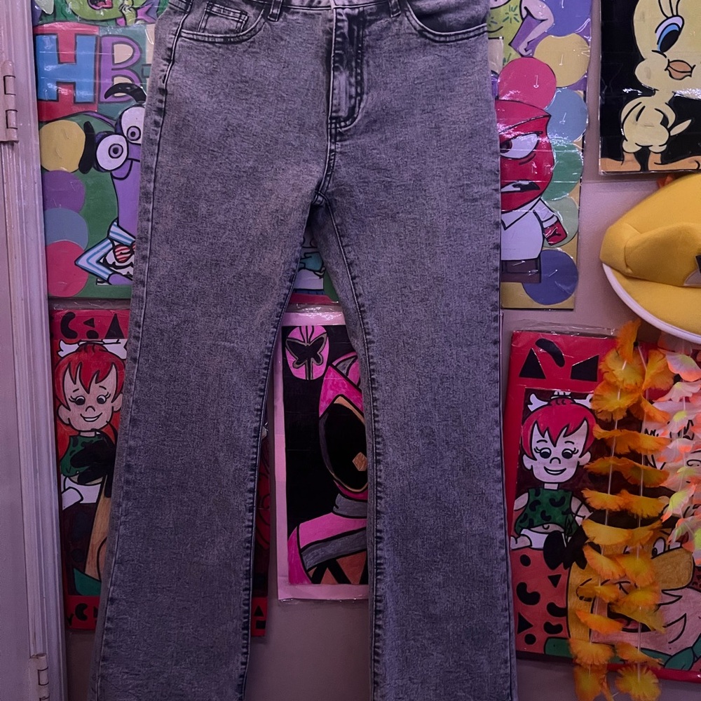 Washed Grey Low Rise Jeans